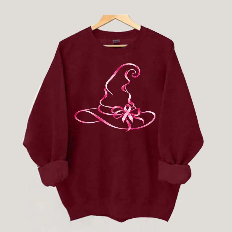 Breast Cancer Awareness Witch Hat Halloween Sweatshirt