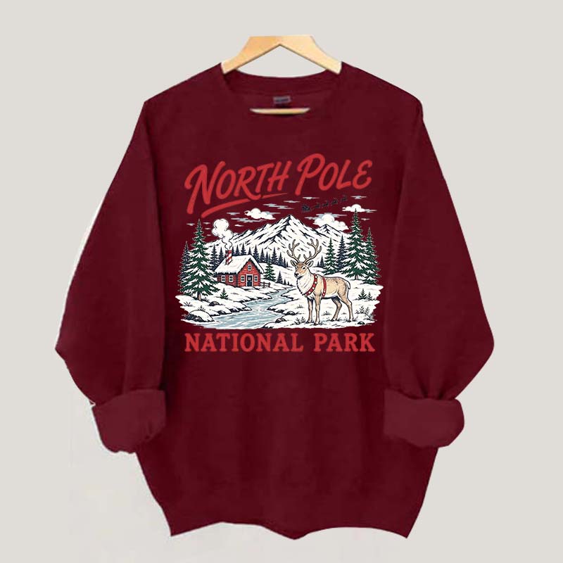 North Pole National Park Retro Christmas Sweatshirt