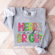 Merry and Bright Cute Family Christmas Sweatshirt