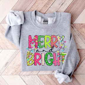 Merry and Bright Cute Family Christmas Sweatshirt