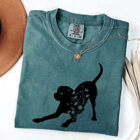 Black Lab Mom Labrador Dog Flowers T-Shirt