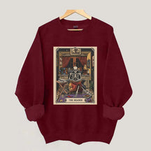 The Reader Tarot Card Skeleton Reading Sweatshirt