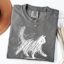 Abstract Cat Line T-Shirt