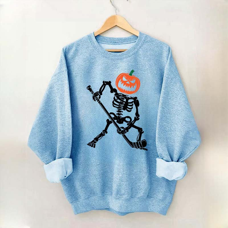 Skeleton Hockey Pumpkin Sweatshirt