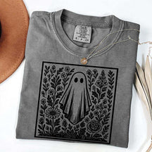Vintage Wildflowers Graphic With Ghost T-Shirt