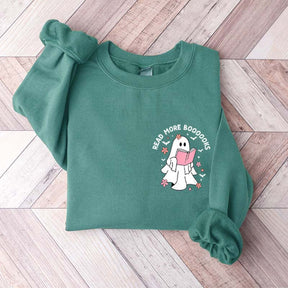 Ghost Reading Books Bookish Halloween Sweatshirt
