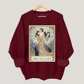 Cat Lady Tarot Card Vintage Sweatshirt