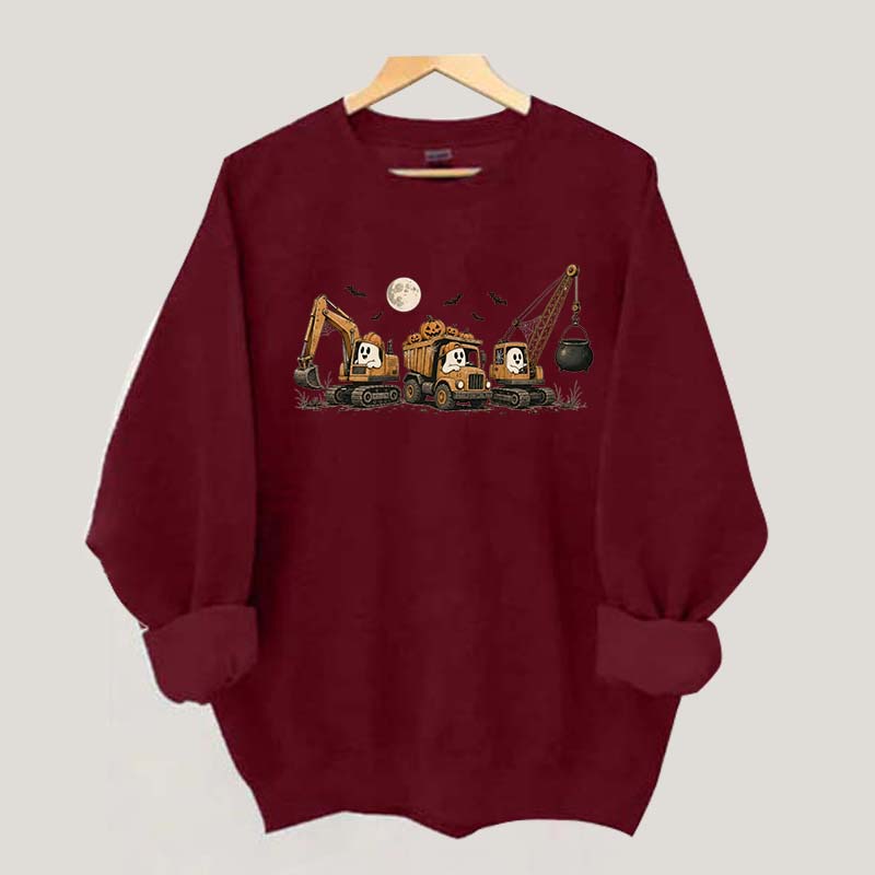 Halloween Construction Ghosts Excavator Sweatshirt