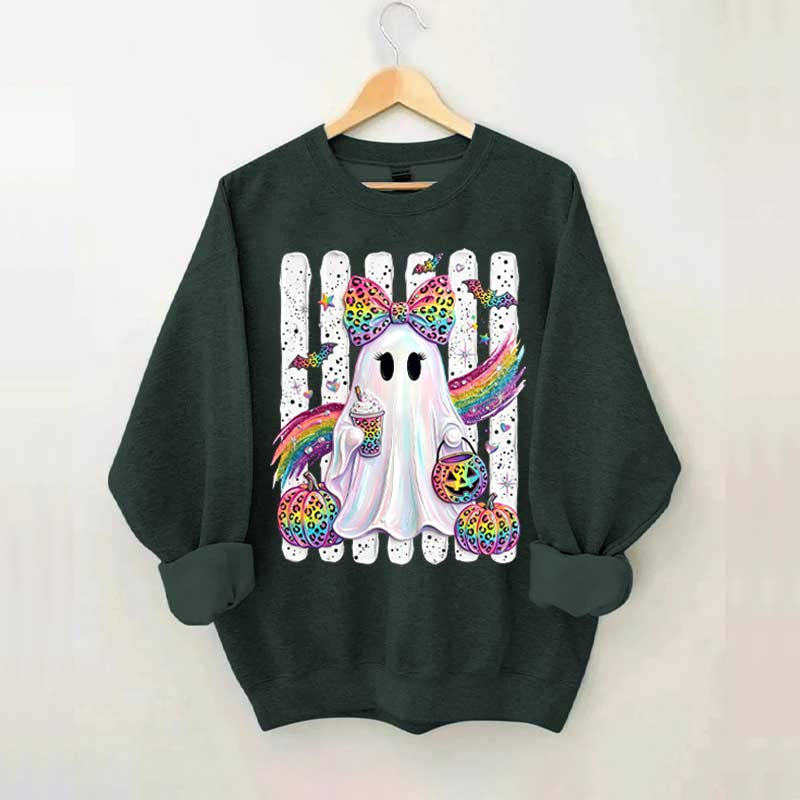 Preppy Ghost Coquette Leopard Girly Sweatshirt