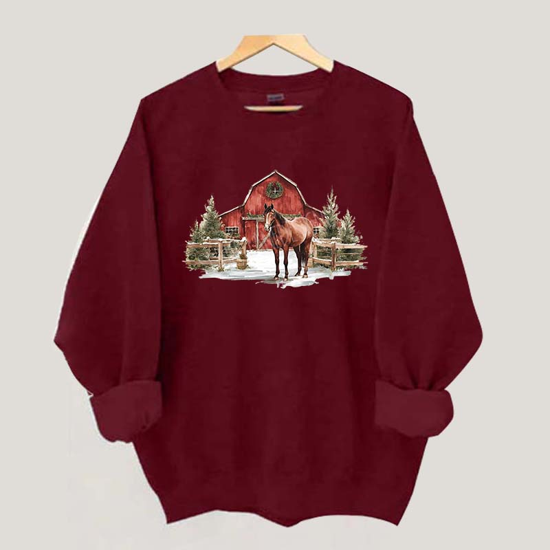 Christmas Horse Western Desert Sweatshirt
