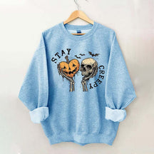 Stay Creepy With Pumpkin And Skull Sweatshirt