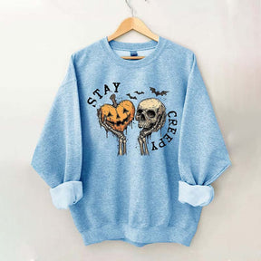 Stay Creepy With Pumpkin And Skull Sweatshirt