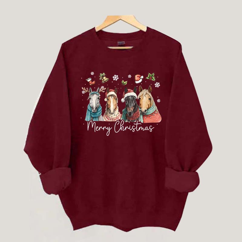 Festive Horse Quartet Christmas Sweatshirt