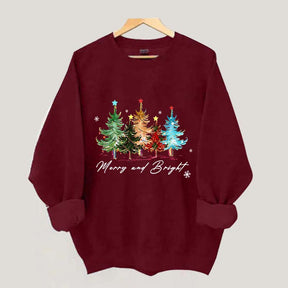 Merry and Bright Trees Women's Christmas Sweatshirt