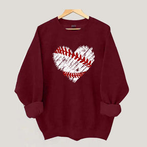 Distressed Baseball Heart Sweatshirt
