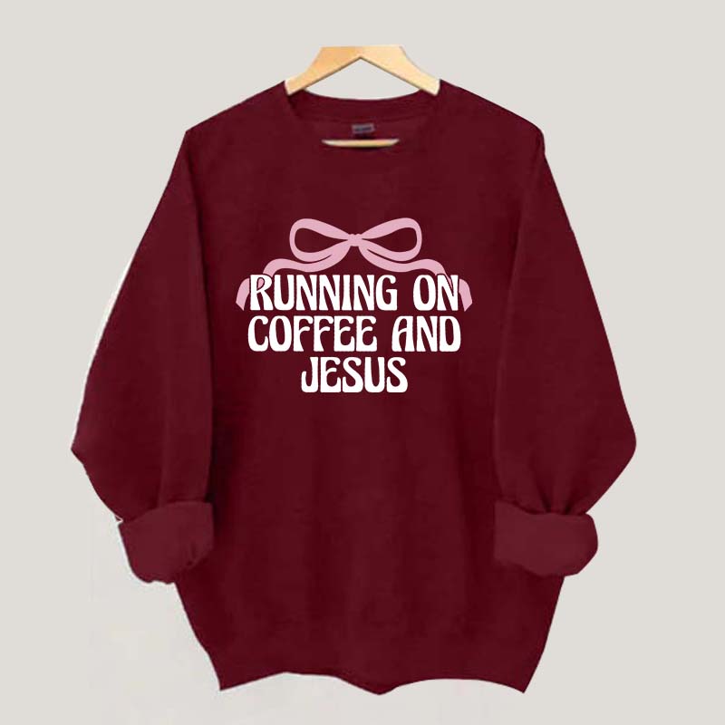 Running on Coffee and Jesus Bow Sweatshirt