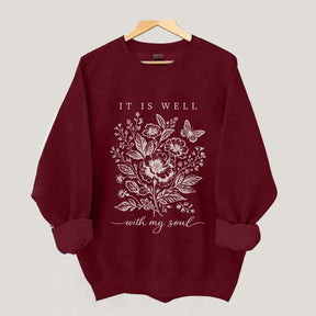 It Is Well With My Soul Floral Butterfly Sweatshirt