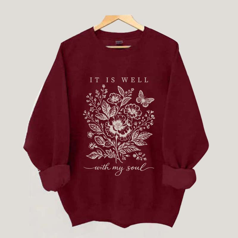 It Is Well With My Soul Floral Butterfly Sweatshirt