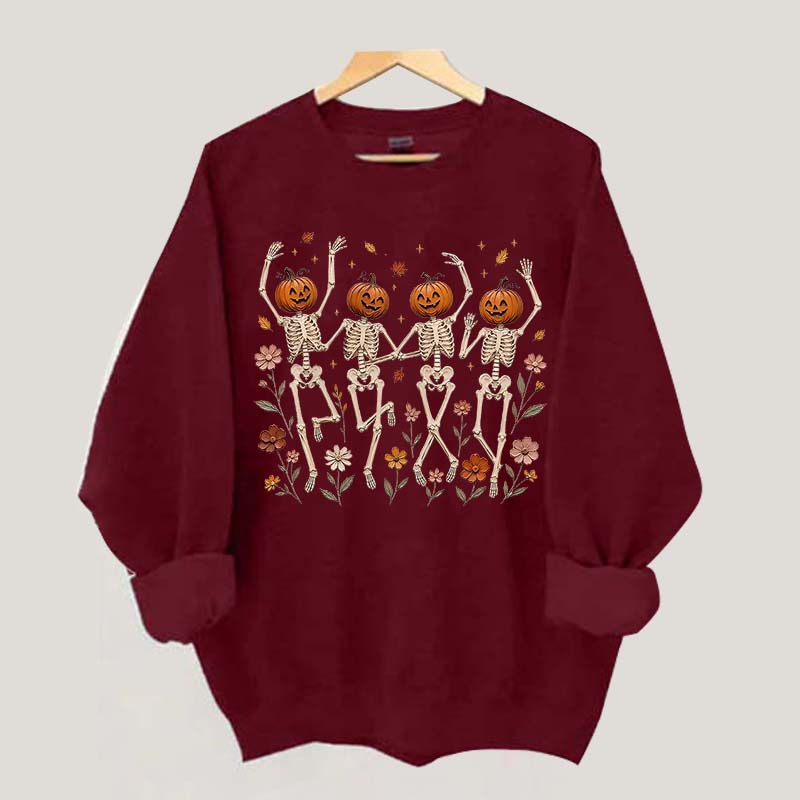 Wildflower Skeleton Preppy Halloween Sweatshirt