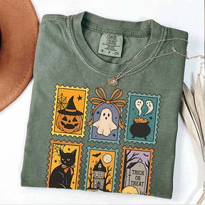 Halloween Cute Ghost Pumpkin Cat T-Shirt
