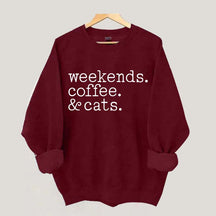 Weekends Coffee and Cats Sweatshirt