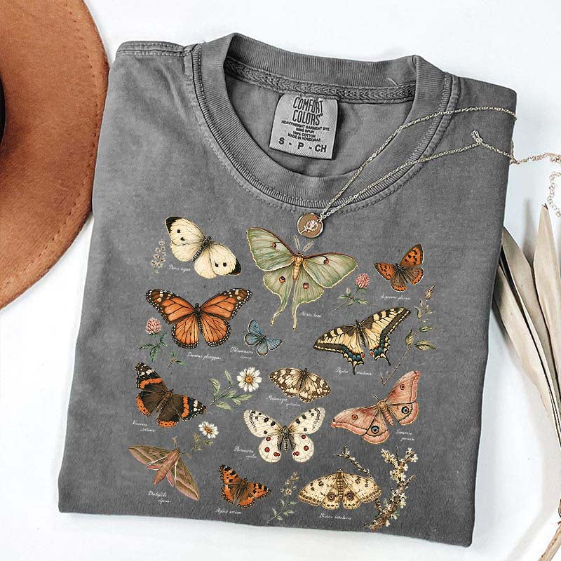 Vintage Butterfly Botanical Chart Moth T-Shirt