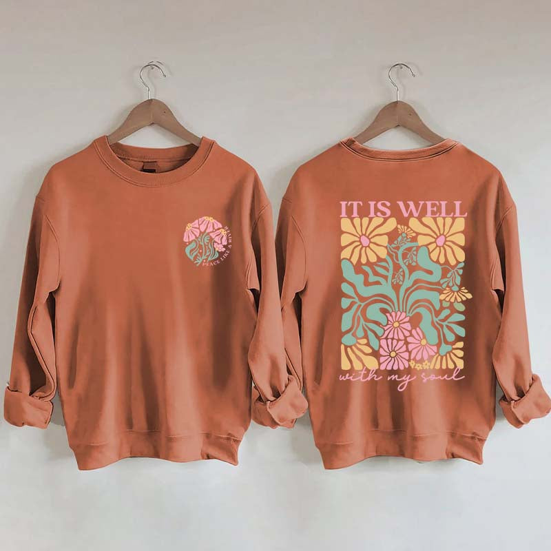It is Well  Floral Boho Bible Verse Top Sweatshirt
