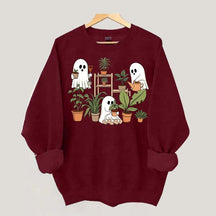 Cute Crazy Plant Lady Ghost Sweatshirt