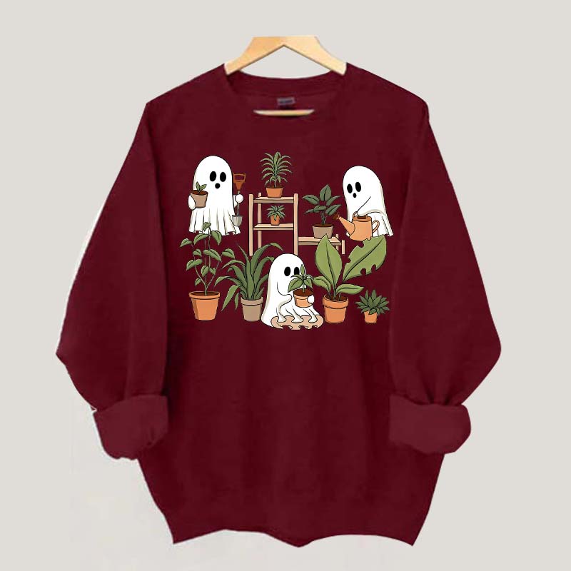 Cute Crazy Plant Lady Ghost Sweatshirt
