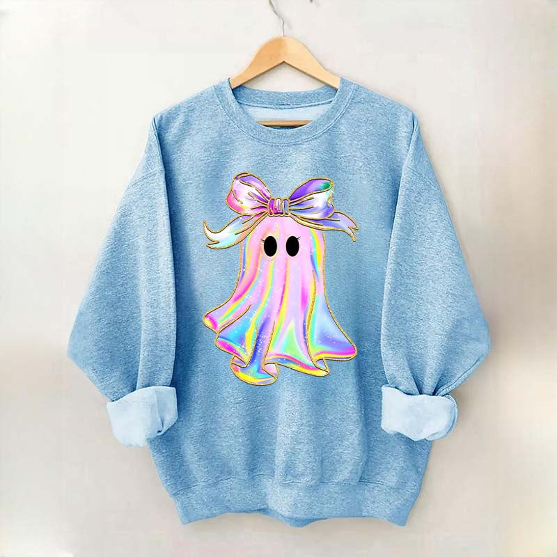 Sparkly Bow Rainbow Ghost Sweatshirt