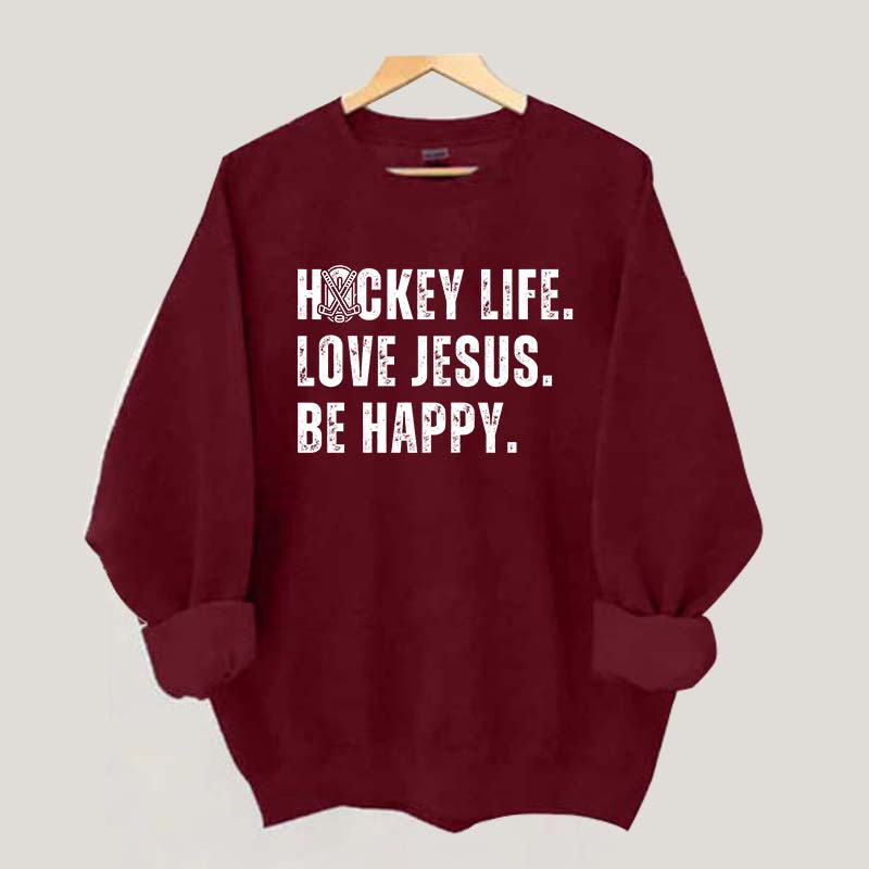 Comfort Colors Hockey Life Love Jesus Sweatshirt