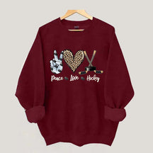 Sports Peace Love Hockey Sweatshirt