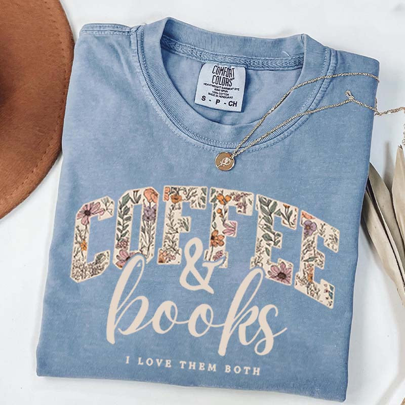 Coffee And Books Floral T-Shirt