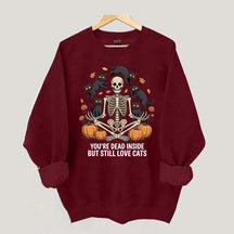Skeleton Cats Pumpkins Yoga Sweatshirt