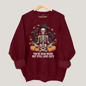 Skeleton Cats Pumpkins Yoga Sweatshirt