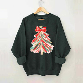 Red Bow Christmas Tree Sweatshirt