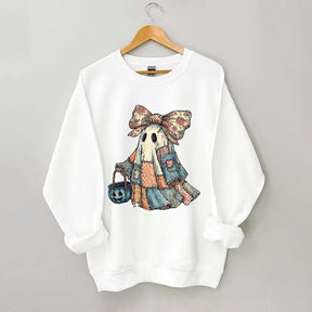 Retro Halloween Blue Denim Ghost Sweatshirt
