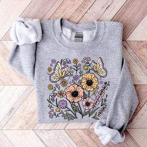 Vintage Floral Butterfly Sweatshirt