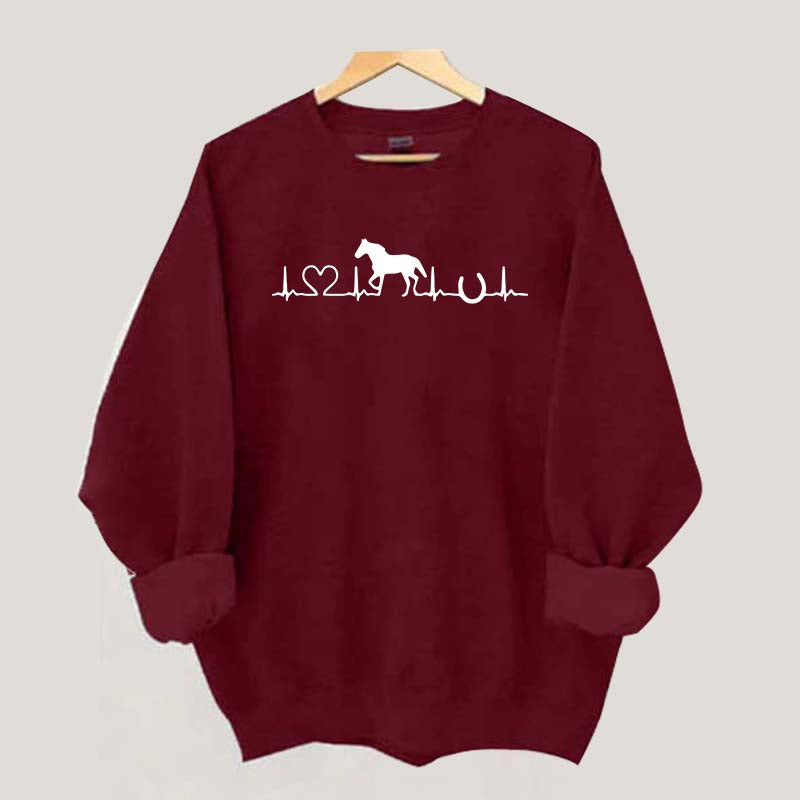 Horse Heartbeat Farm Animal Sweatshirt