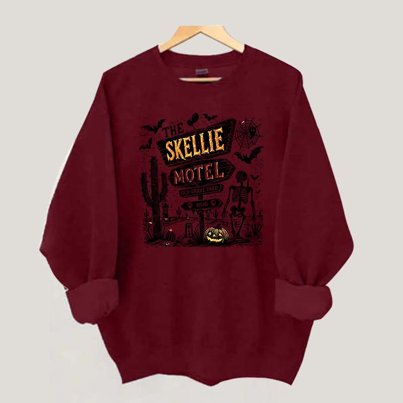 Skellie Motel Funny Halloween Trendy Sweatshirt