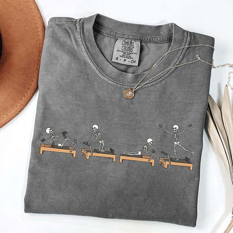 Halloween Pilates Skeleton Reformer Workout T-Shirt