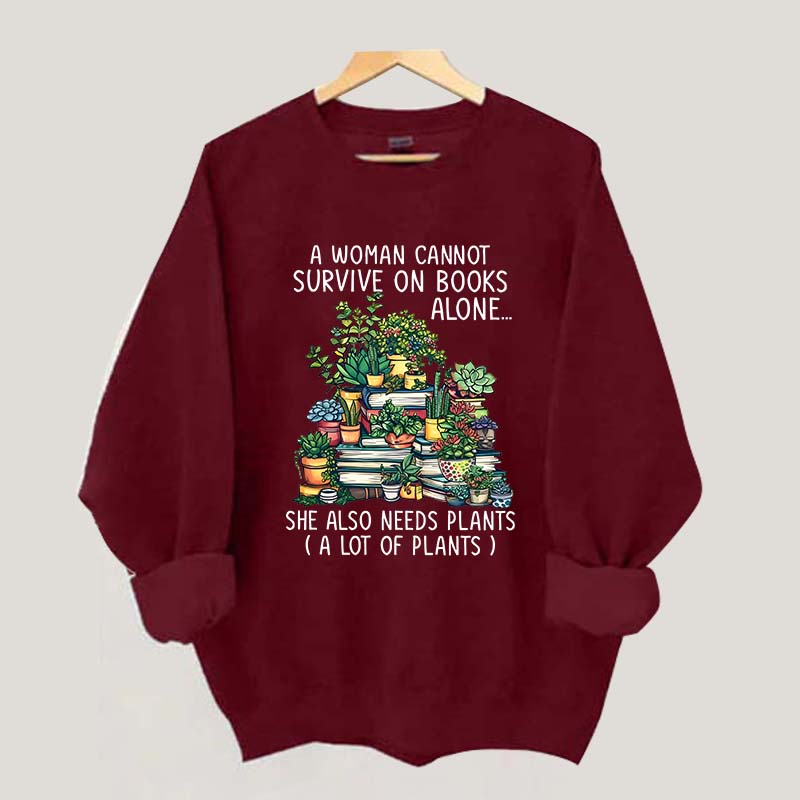 Books Plants Women Sweatshirt