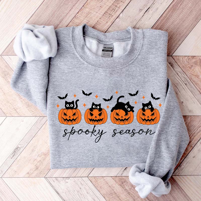 Spooky Season Black Cats Pumpkin Sweatshirt
