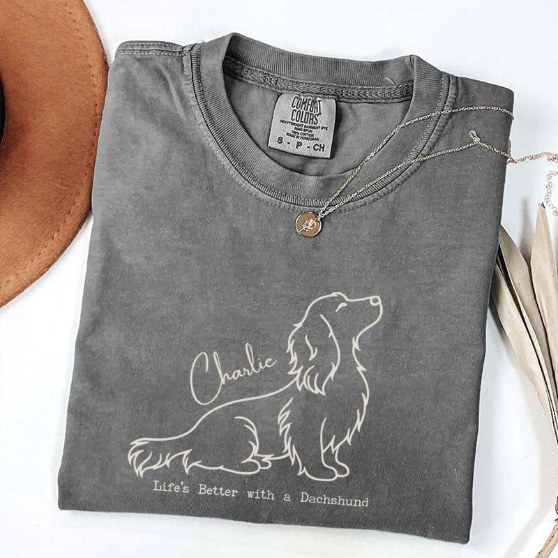 Custom Name Long Hair Dachshund T-Shirt