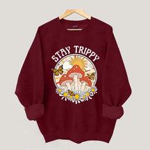 Stay Trippy Mushroom Boho Rainbow Sweatshirt