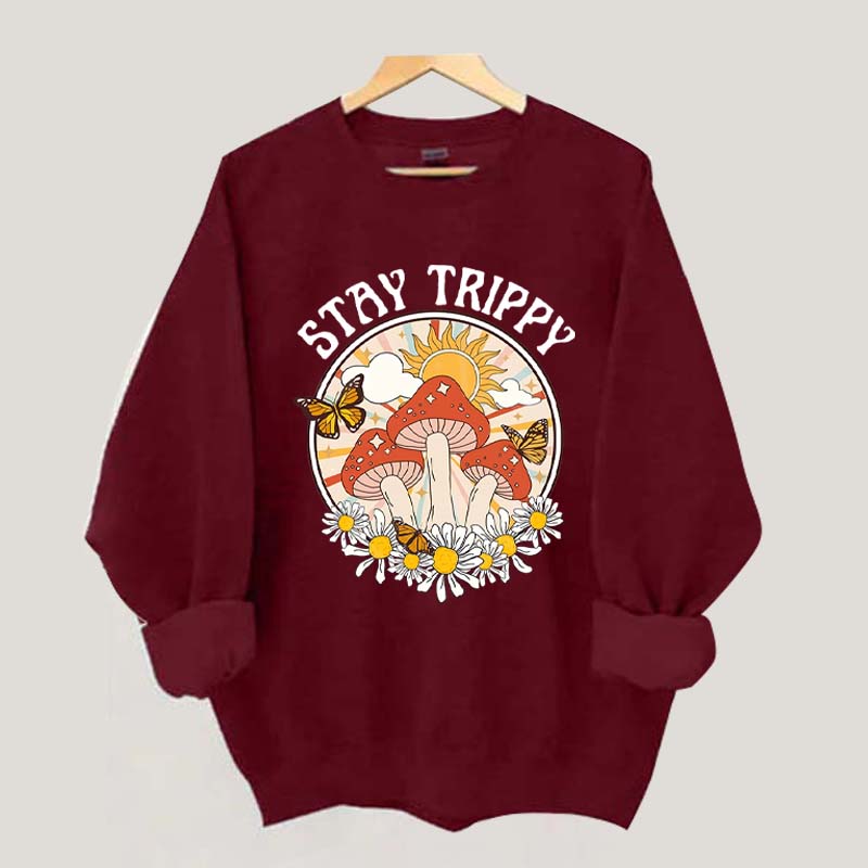 Stay Trippy Mushroom Boho Rainbow Sweatshirt