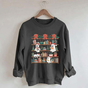 Book Lover Christmas Cute Ghost Sweatshirt