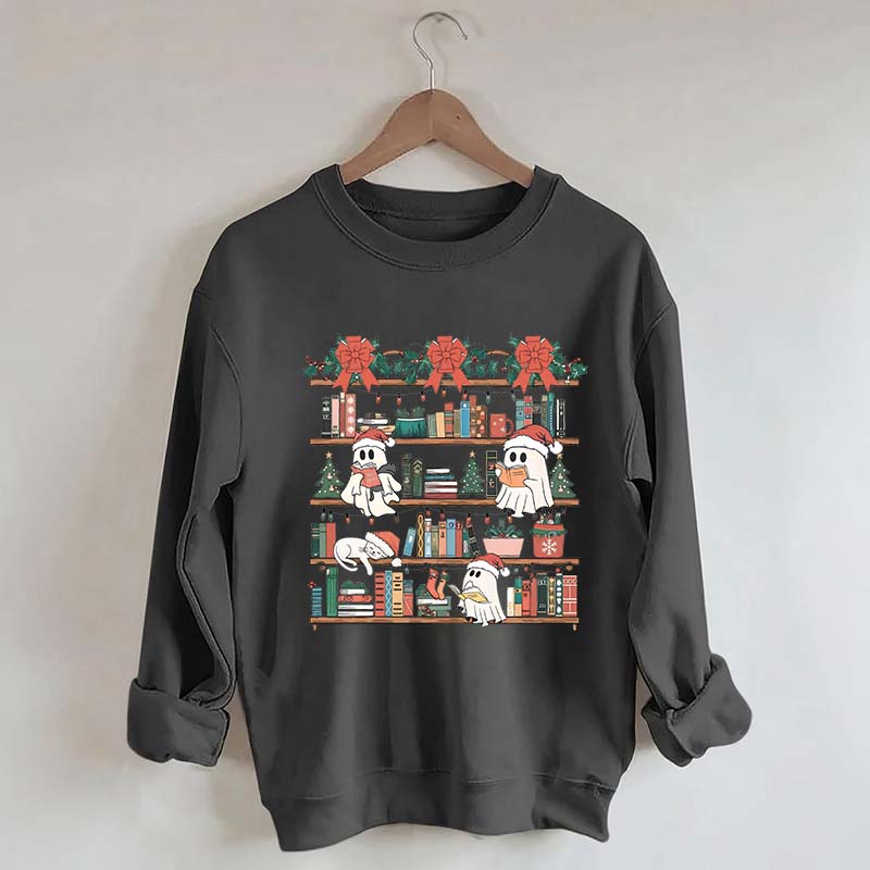 Book Lover Christmas Cute Ghost Sweatshirt