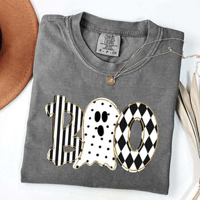 Retro Ghost Boo Halloween Black And White T-Shirt