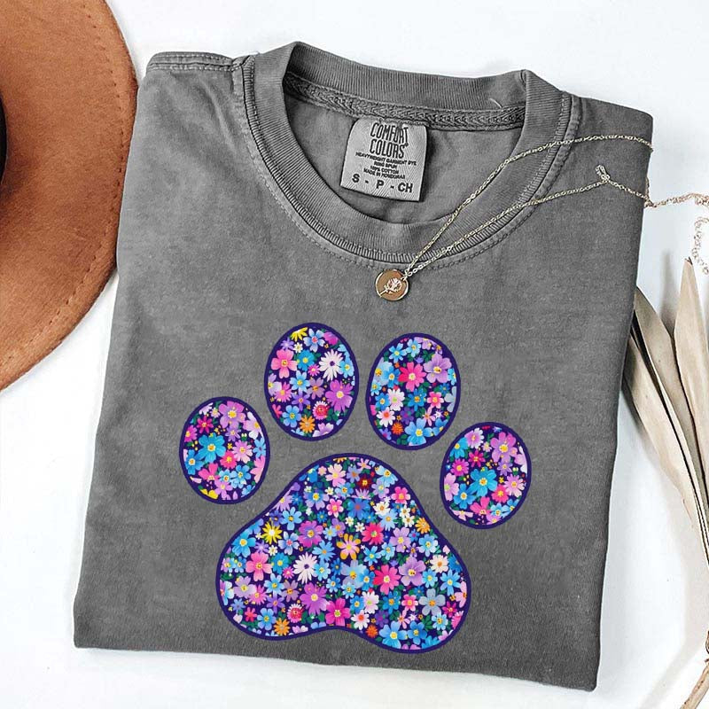 Comfort Colors Floral Paw Print T-Shirt